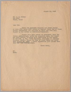 [Letter to J. C. Wilson, August 16, 1939]