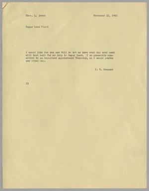 [Letter from Isaac Herbert Kempner to Thomas Leroy James, November 12, 1960]