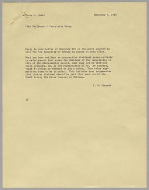 [Letter from Isaac Herbert Kempner to Thomas Leroy James, December 9, 1960]