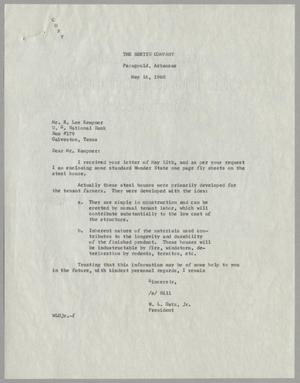 Primary view of object titled '[Letter from W. L. Gatz Jr. to Robert Lee Kempner, May 16, 1960]'.