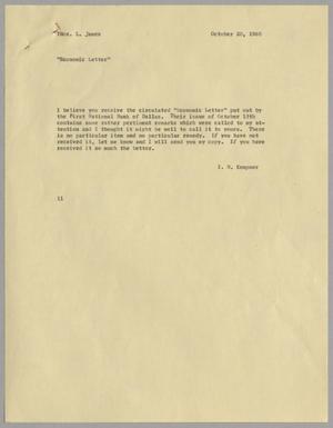 [Letter from Isaac Herbert Kempner to Thomas Leroy James, October 20, 1954]
