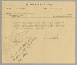 [Letter from Isaac Herbert Kempner Jr., to Isaac Herbert Kempner, June 1, 1953]