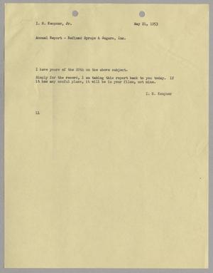 [Letter from Isaac Herbert Kempner to Isaac Herbert Kempner, Jr., May 21, 1953]