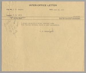 [Letter from Isaac Herbert Kempner Jr., to Isaac Herbert Kempner, June 30, 1953]