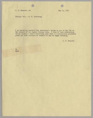 [Letter from I. H. Kempner to I. H. Kempner, Jr., May 13, 1953]