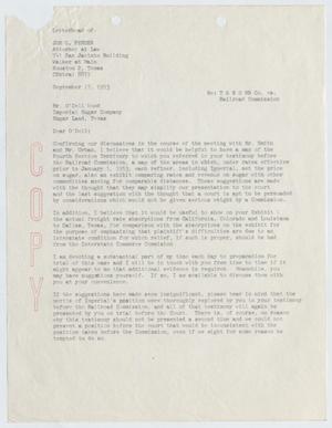 [Letter from Joe G. Fender to E. Odell Wood, September 17, 1953]