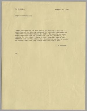 [Letter from Isaac Herbert Kempner to Gus A. Stirl, November 17, 1960]