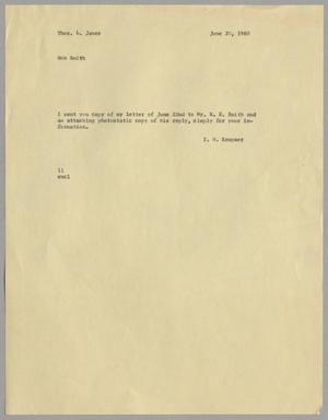 [Letter from Isaac Herbert Kempner to Thomas Leroy James, June 29, 1960]