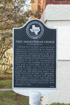 [First Presbyterian Church Plaque]