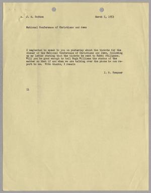 [Letter from I. H. Kempner to J. M. Sutton, March 5, 1953]