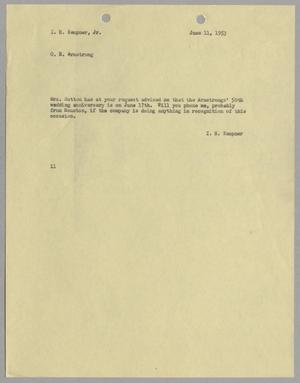 [Letter from Isaac Herbert Kempner to Isaac Herbert Kempner Jr., June 11, 1953]