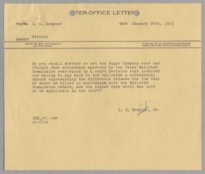 [Letter from I. H. Kempner, Jr. to I. H. Kempner, January 26, 1953]