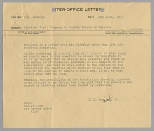 [Letter from Isaac Herbert Kempner Jr., to Isaac Herbert Kempner, May 21, 1953]