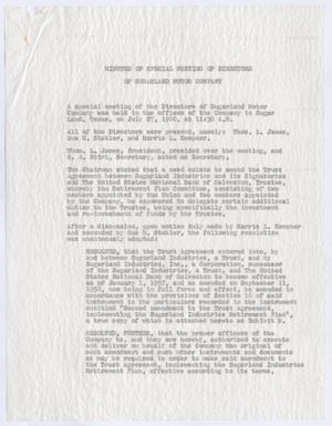[Directors Meeting Minutes, July 27, 1960]