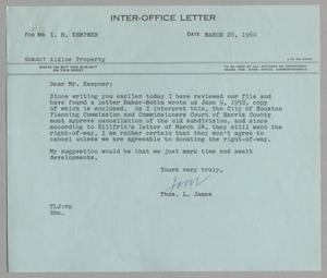 [Letter from Thomas Leroy James to Isaac Herbert Kempner, March 18, 1960]