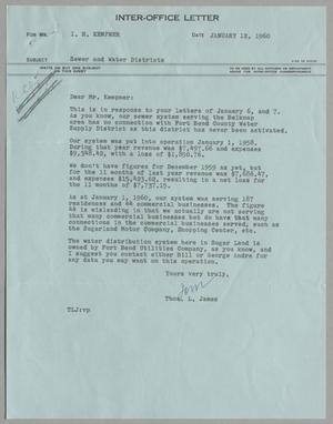 [Letter from Thomas Leroy James to Isaac Herbert Kempner, January 12, 1960]