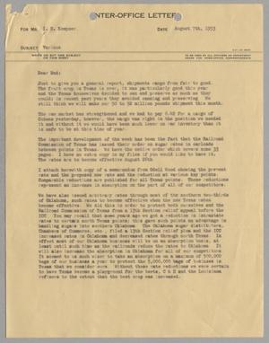 [Letter from Isaac Herbert Kempner Jr., to Isaac Herbert Kempner, August 7, 1953]