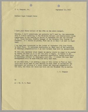 Primary view of object titled '[Letter from Isaac Herbert Kempner to Isaac Herbert Kempner, Jr., September 19, 1953]'.
