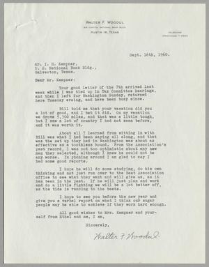 [Letter from Walter F. Woodul to Isaac Herbert Kempner, September 16, 1960]