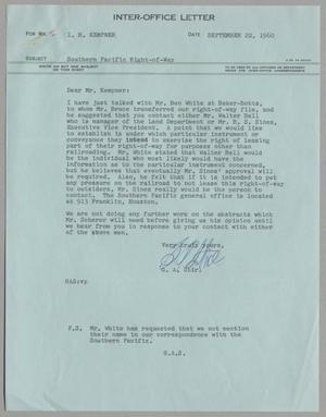 [Letter from Gus A. Stirl to Isaac Herbert Kempner, September 22, 1960]