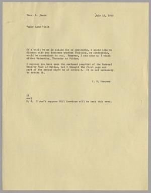 [Letter from Isaac Herbert Kempner to Thomas Leroy James, July 18, 1960]