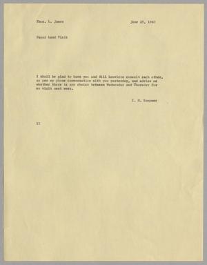 [Letter from Isaac Herbert Kempner to Thomas Leroy James, June 25, 1960]