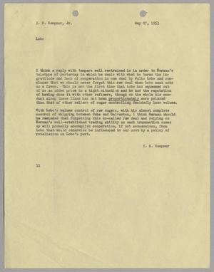 [Letter from Isaac Herbert Kempner to Isaac Herbert Kempner Jr., May 27 1953]