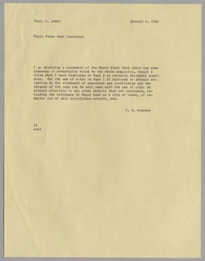 [Letter from Isaac Herbert Kempner to Thomas Leroy James, January 8 ,1960]