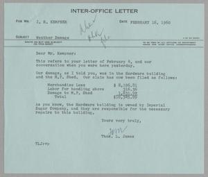 [Letter from Thomas L. James to I. H. Kempner, February 16, 1960]