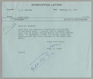 [Letter from Thomas Leroy James to Isaac Herbert Kempner, February 29, 1960]
