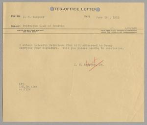 [Letter from Isaac Herbert Kempner Jr., to Isaac Herbert Kempner, June 5, 1953]