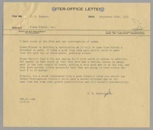 [Letter from Isaac Herbert Kempner Jr. to Isaac Herbert Kempner, September 25, 1953]