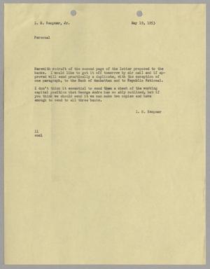 [Letter from Isaac Herbert Kempner to Isaac Herbert Kempner Jr., May 19, 1953]
