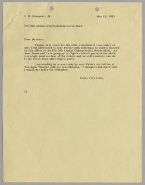 [Letter from Daniel Webster Kempner to Isaac Herbert Kempner Jr., May 25, 1953]