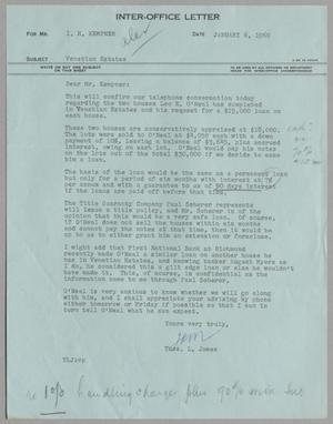 [Letter from Thomas Leroy James to Isaac Herbert Kempner, January 6, 1960]