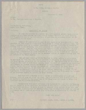 [Letter from Baker, Botts, Andrew, & Wharton to Sugarland Industries, February 13, 1933]