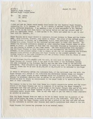 [Letter from Homer L. Bruce to Mr. Jewett, Mr. Berry, August 27, 1953]