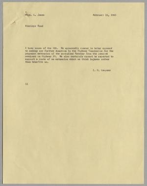 [Letter from Isaac Herbert Kempner to Thomas Leroy James, February 11, 1960]
