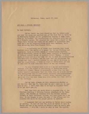 [Letter to Isaac Herbert Kempner Jr., April 27, 1945]