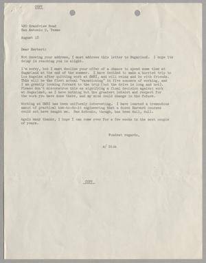[Letter from Richard Ullman to Isaac Herbert Kempner Jr., August 18, 1953]