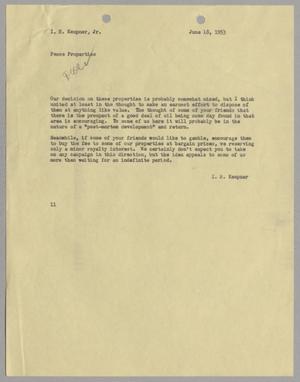 [Letter from Isaac Herbert Kempner to Isaac Herbert Kempner Jr., June 18, 1953]