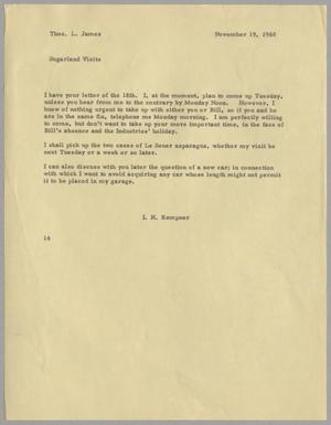 [Letter from Isaac Herbert Kempner to Thomas Leroy James, November 19, 1960]