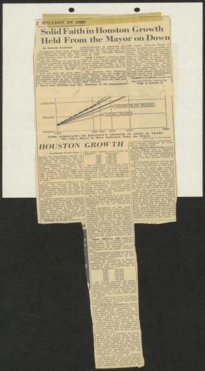 Primary view of object titled '[Clipping: Solid Faith in Houston Growth Held from the Mayor on Down]'.