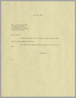 [Letter from Harris Leon Kempner to I. H. Kempner III, May 21, 1965]