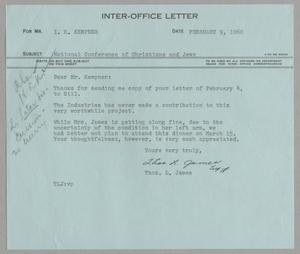 [Letter from Thomas Leroy James to Isaac Herbert Kempner, February 9, 1960]