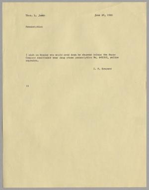 [Letter from Isaac Herbert Kempner to Thomas Leroy James, June 24, 1960]