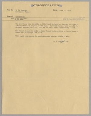 [Letter from Isaac Herbert Kempner Jr., to Isaac Herbert Kempner, June 17, 1953]