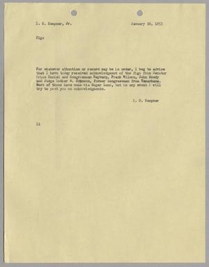 [Letter from I. H. Kempner to I. H. Kempner, Jr., January 20, 1953]