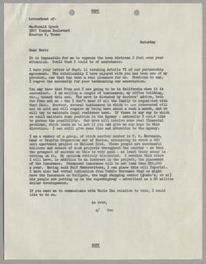 [Letter from MacDonald Lynch to Isaac Herbert Kempner Jr.]
