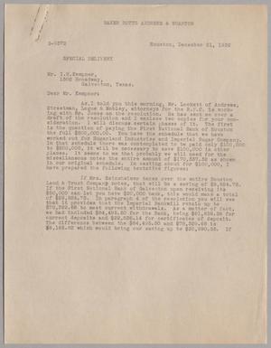 Primary view of object titled '[Letter from Homer L. Bruce to I. H. Kempner, December 21, 1932]'.